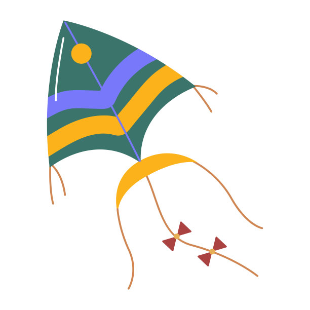 可爱的彩色风筝玩具图标的卡通风格图片下载