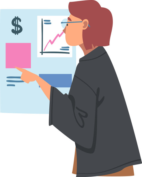 女性分析财务利润增长和图片下载