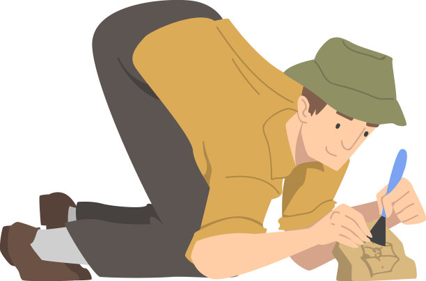 人类考古学家拿着刷子在工作图片下载