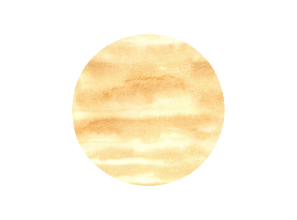 水彩手绘金星行星插图。在白色背景上隔离图片下载