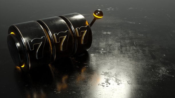 未来黑色金属和黄色霓虹灯老虎机- 3D插图图片下载