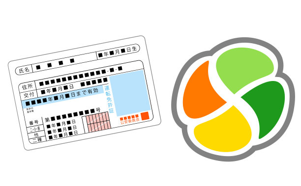 这是一张蓝色的驾驶证和一个老年驾驶标志(老年驾驶标志)的插图。图片下载
