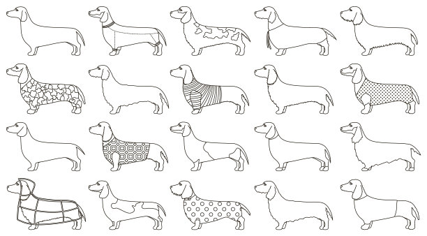 腊肠孤立轮廓集图标图片下载