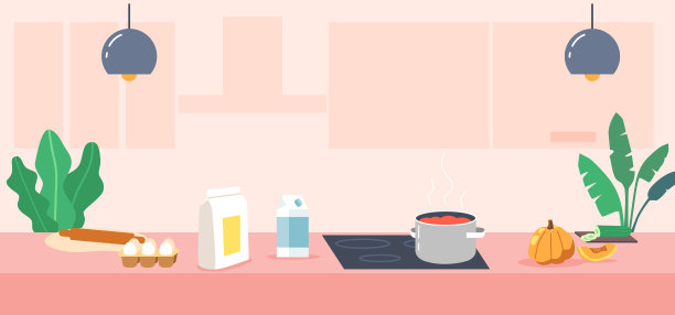 现代化的厨房，空的内部和电器图片下载