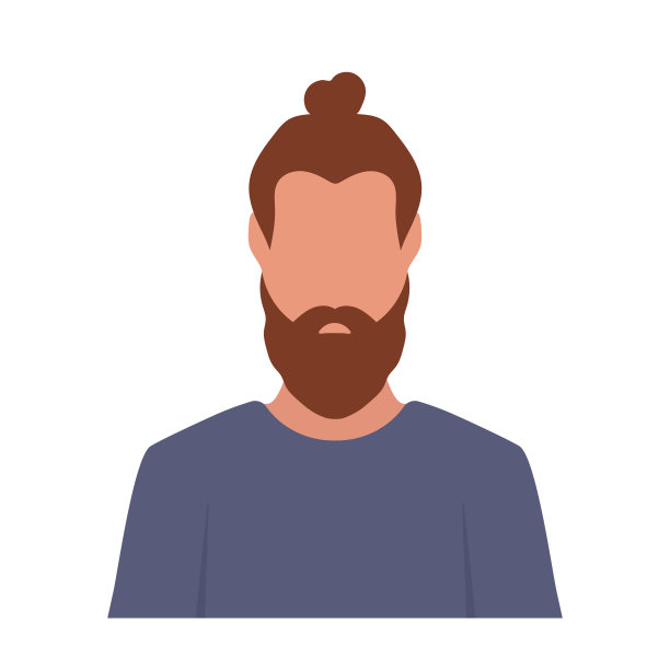 一个欧洲红头发男人的化身。有胡子的红头发男人。向量。图片下载