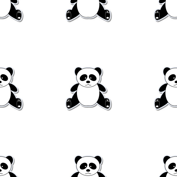 无缝图案与熊猫。没完没了的背景。适用于明信片、印刷品、包装纸和背景。向量。图片下载