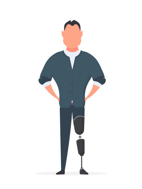 一个装着假腿的男人。一个做了假腿手术的人。孤立。向量。图片下载