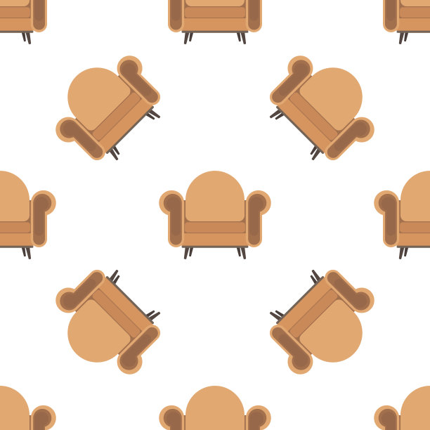 无缝模式与老式扶手椅。适用于背景、明信片和包装纸。向量。图片下载