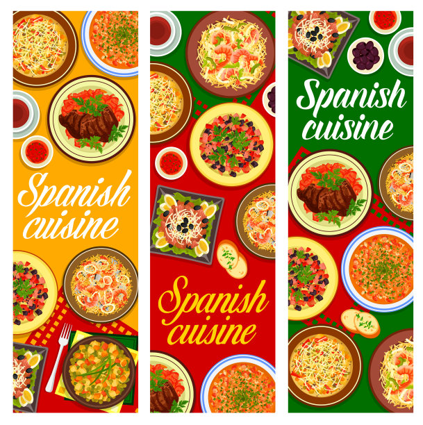 西班牙菜的食物横幅海鲜肉类菜肴图片下载