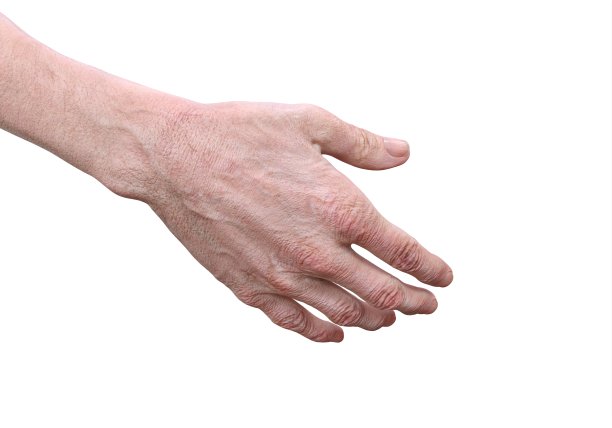 一个老人的手，一个老人孤立在白色背景上的三维插图图片下载