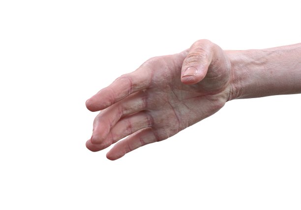 一个老人的手，一个老人孤立在白色背景上的三维插图图片下载