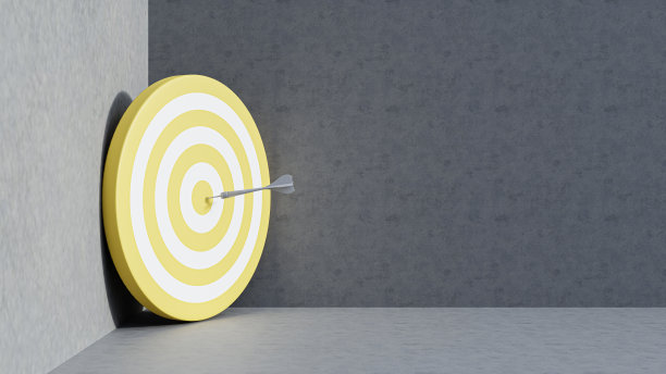 飞镖目标3d插图孤立在灰色背景。成功的经营理念。图片下载