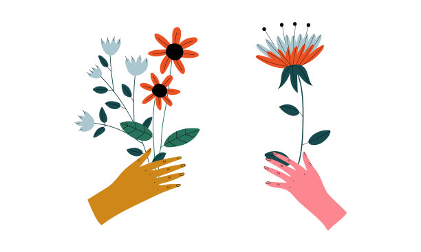 手捧花束或一束鲜花图片下载