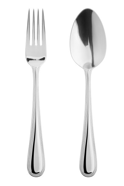 叉子，勺子，餐具孤立在白色背景，剪切路径图片下载