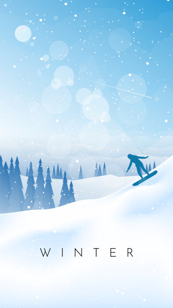 冬天的风景。在山上滑雪。冒险,登山,旅游。极限、活跃的冬季运动的旅行概念。极简多边形平面设计图形海报。矢量图图片下载