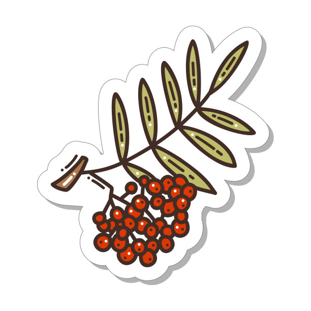 五彩缤纷的手画秋天贴纸集与罗文莓图片下载