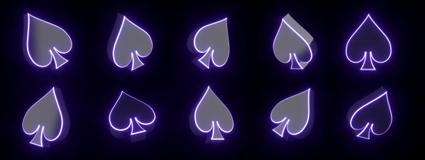 包的现代黑色和霓虹紫色卡黑桃符号- 3D插图图片下载