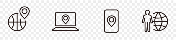 导航、位置、GPS 元素细线 Web 图标集：轮廓图标集合，简单矢量图图片下载