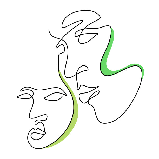 摘要男女一直线连续矢量图。图片下载