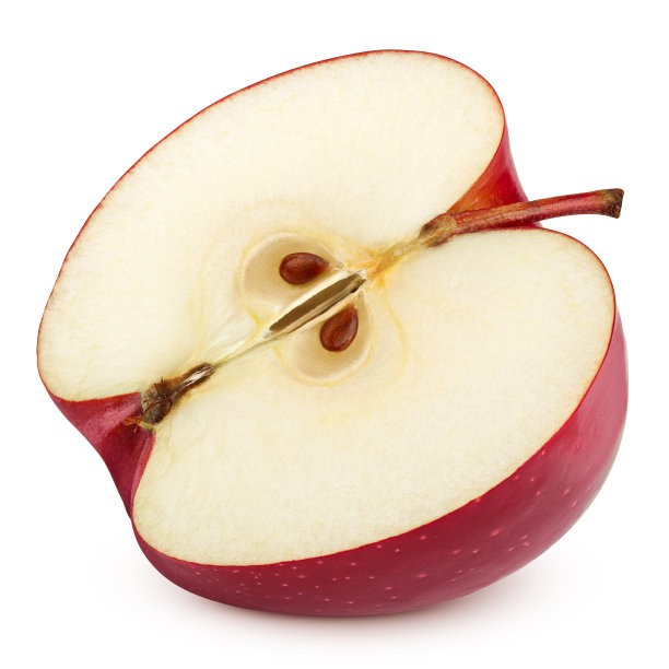 红苹果片孤立的白色背景，剪辑路径，全景深图片下载