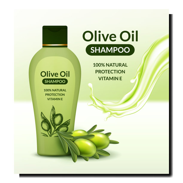 橄榄油洗发水创意推广横幅向量图片下载