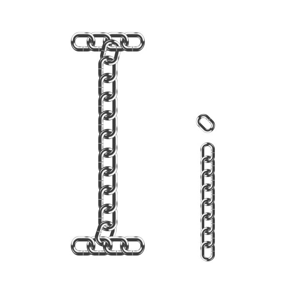 大写字母和小写字母I由逼真的金属色链组成。孤立在白色背景上。矢量插图。图片下载