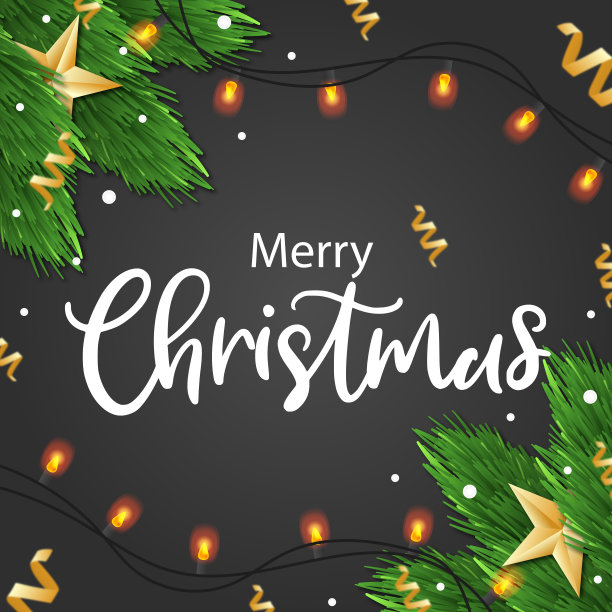 圣诞背景与闪亮的新年花环。写圣诞快乐卡片图片下载