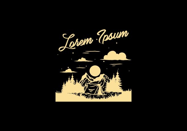 过夜露营设计插画图片下载