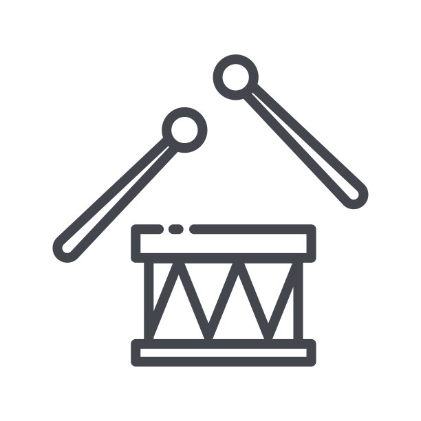 鼓与鼓槌玩具标志孤立在透明的背景。图片下载