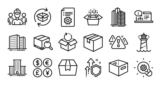 创新，大学校园和搜索包线图标集。向量图片下载