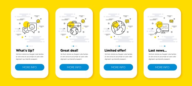 向量集商人案，电和微笑线图标设置。向量图片下载