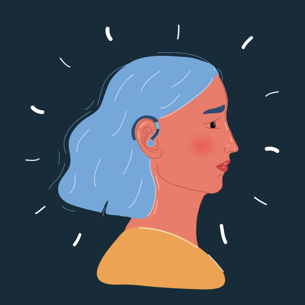 听力障碍妇女矢量插图。失聪的女孩。图片下载