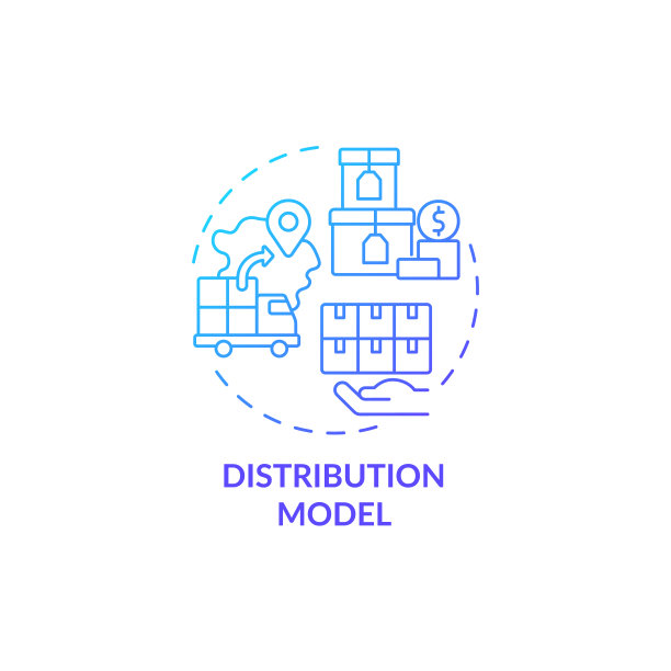 分布模型蓝色渐变概念图标图片下载