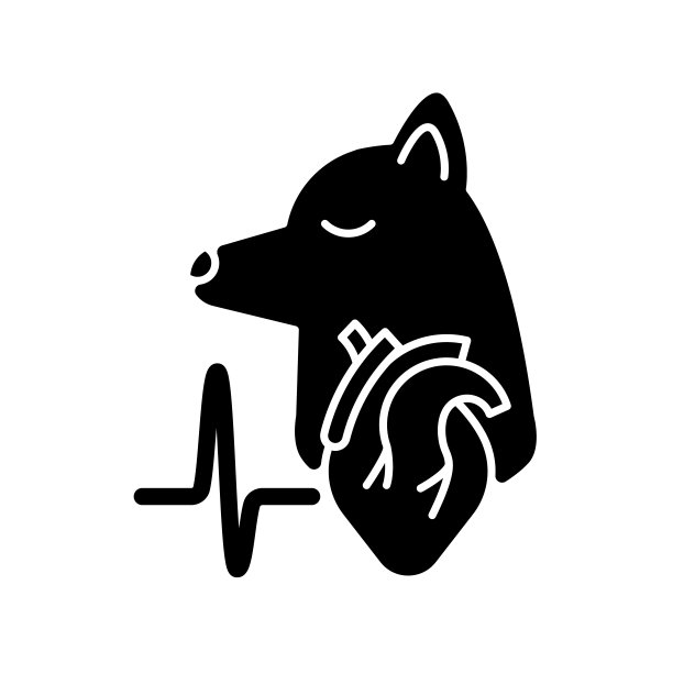 宠物心脏病黑色字形图标图片下载