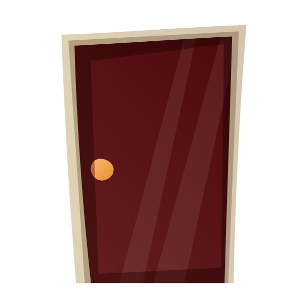 矢量孤立插图的卡通木关门。图片下载