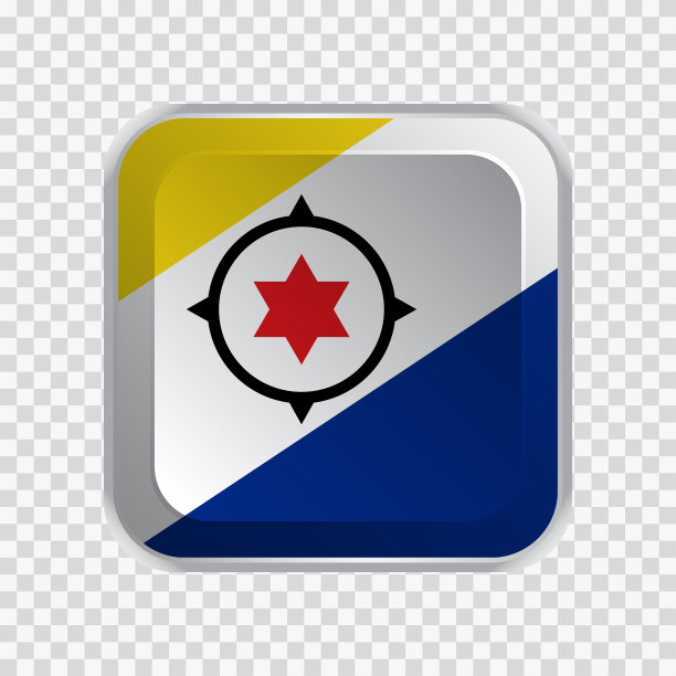 博内尔旗帜在广场按钮透明的背景元素为网站图片下载