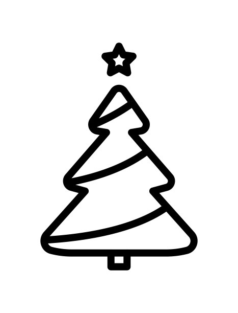 森林树平线图标。圣诞树、云杉、松树的象征。轮廓标志的移动概念和网页设计，商店图片下载