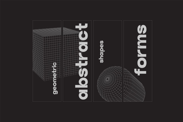 奇怪的矢量形状集合。几何数据失真。图片下载