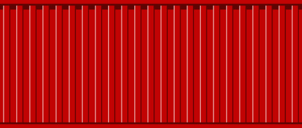 货物集装箱的背景。集装箱红色纹理。用于船上运输的金属结构。出口拖车的构造。重型商业运输工业。向量图片下载