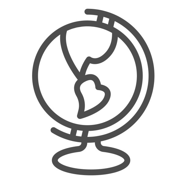 地球仪，学校，地理，地球，大陆线图标，教育概念，白色背景上的球体矢量标志，轮廓风格图标的移动概念和网页设计。矢量图形。图片下载