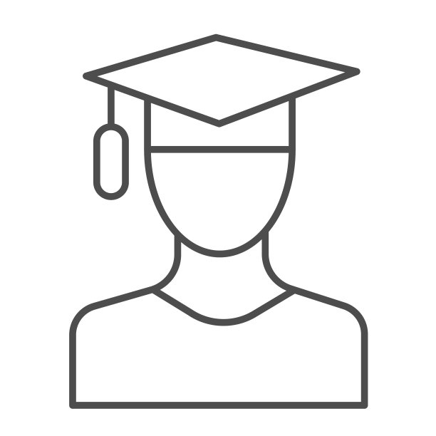 学生戴着毕业帽，学术毕业细线图标，教育概念，帽子矢量标志在白色背景上，轮廓风格图标的移动概念和网页设计。矢量图形。图片下载