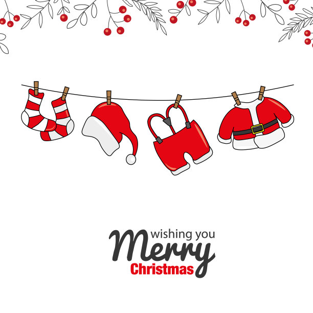 圣诞贺卡。圣诞老人的衣服。图片下载