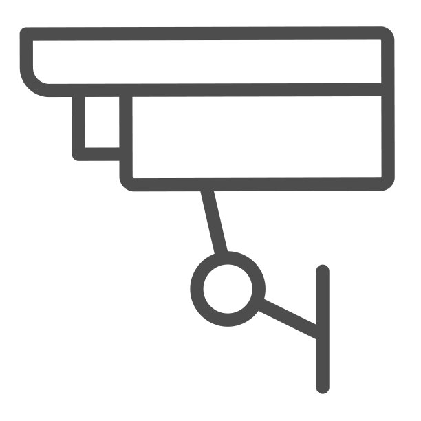 户外监控摄像头，保护，安全，闭路电视线路图标，闭路电视概念，安全矢量标志在白色背景，轮廓风格图标的移动概念和网页设计。矢量图形。图片下载