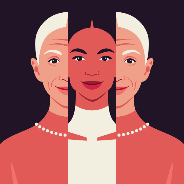 女性面部年轻化和整形手术前后。
美丽的老妇人的肖像。衰老的过程图片下载