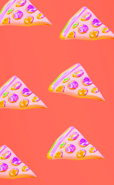 时尚的最小的壁纸。创意披萨图案3d渲染的橙色背景。快餐的概念图片下载