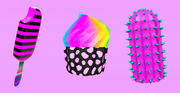 3d渲染贴纸集创意有趣的时尚对象。餐厅，酒吧，咖啡馆的概念图片下载