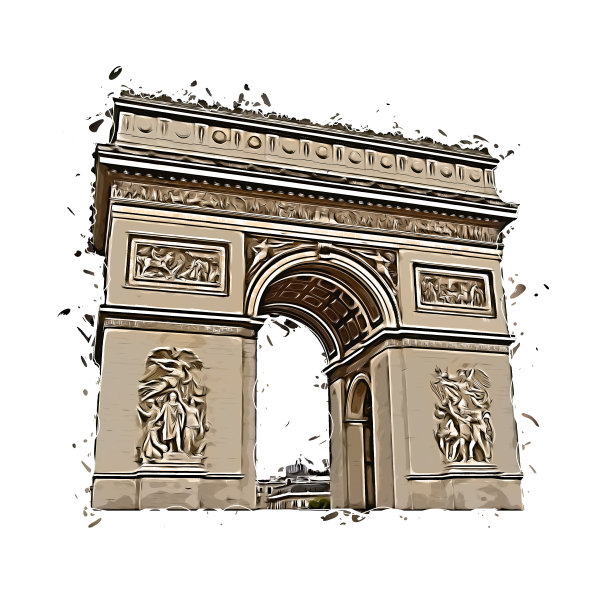 法国巴黎凯旋门的插图图片下载