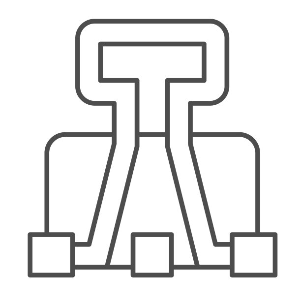 活页夹，回形针，文具，办公室细线图标，教育概念，文件持有人矢量标志在白色背景上，轮廓风格图标为移动概念和网页设计。矢量图形。图片下载