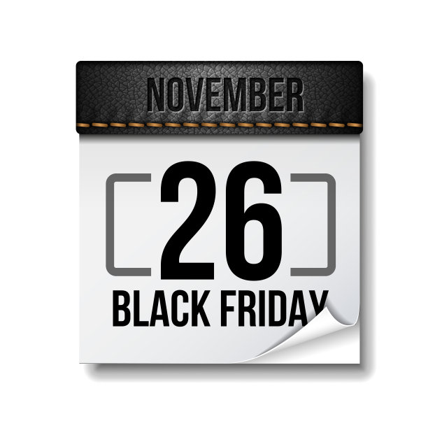黑色星期五日历。11月26日。矢量插图孤立在白色图片下载