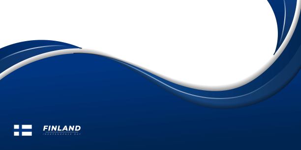 白色背景上带有白色线条的蓝色波浪抽象设计。芬兰独立日模板设计图片下载